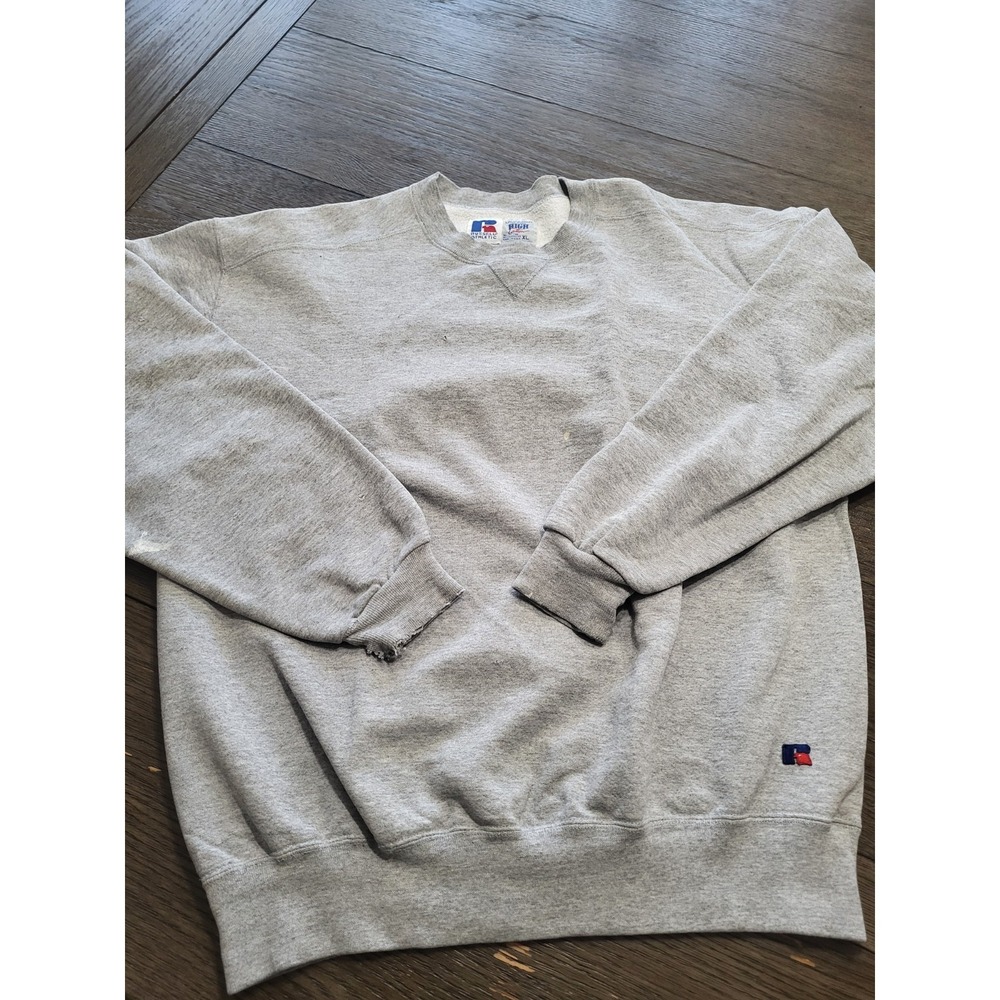 VTG Distresse 90s Russell Athletic High Cotton Crewneck Sweatshirt Mens USA Made